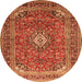 Machine Washable Medallion Orange Traditional Area Rugs, wshtr2880org