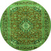 Square Medallion Green Traditional Rug, tr2880grn