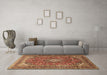 Machine Washable Medallion Brown Traditional Rug in a Living Room,, wshtr2880brn