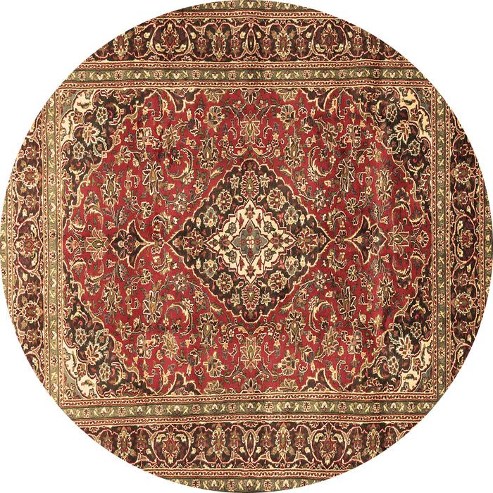 Round Medallion Brown Traditional Rug, tr2880brn