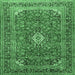 Square Medallion Emerald Green Traditional Rug, tr2880emgrn