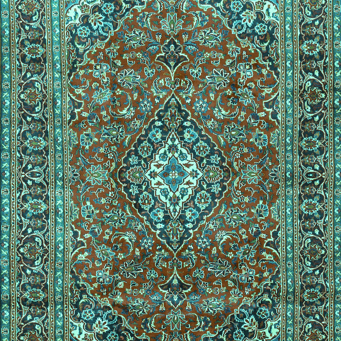 Machine Washable Medallion Turquoise Traditional Area Rugs, wshtr2880turq