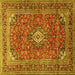 Square Medallion Yellow Traditional Rug, tr2880yw