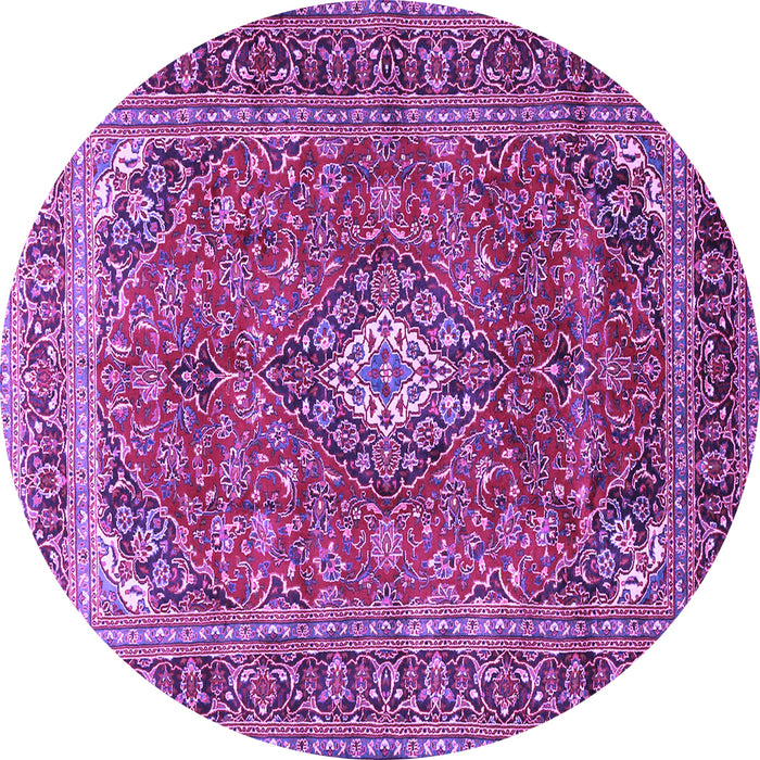 Round Medallion Purple Traditional Rug, tr2880pur