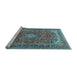 Sideview of Machine Washable Medallion Light Blue Traditional Rug, wshtr2880lblu