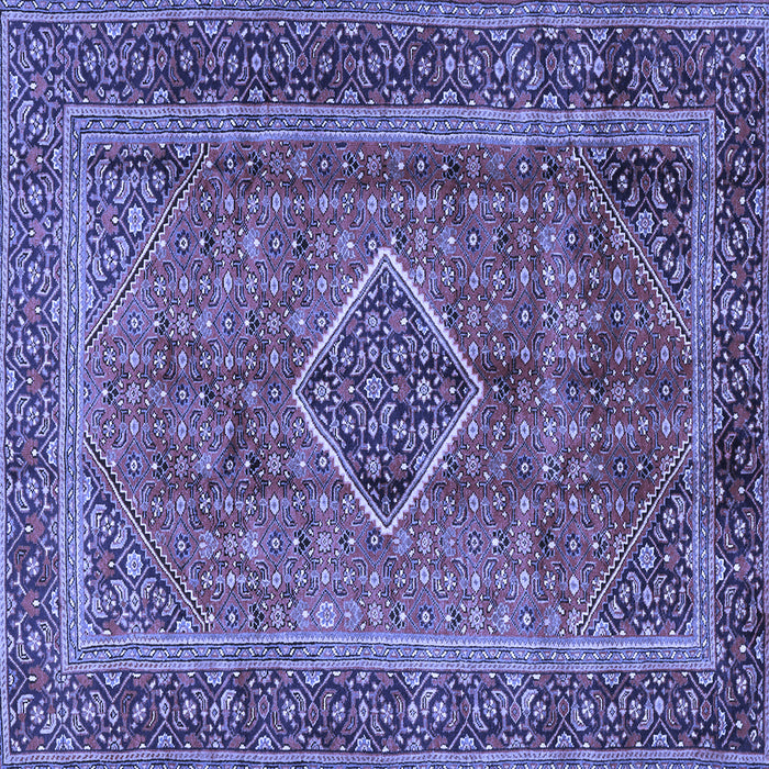 Square Machine Washable Medallion Blue Traditional Rug, wshtr2881blu