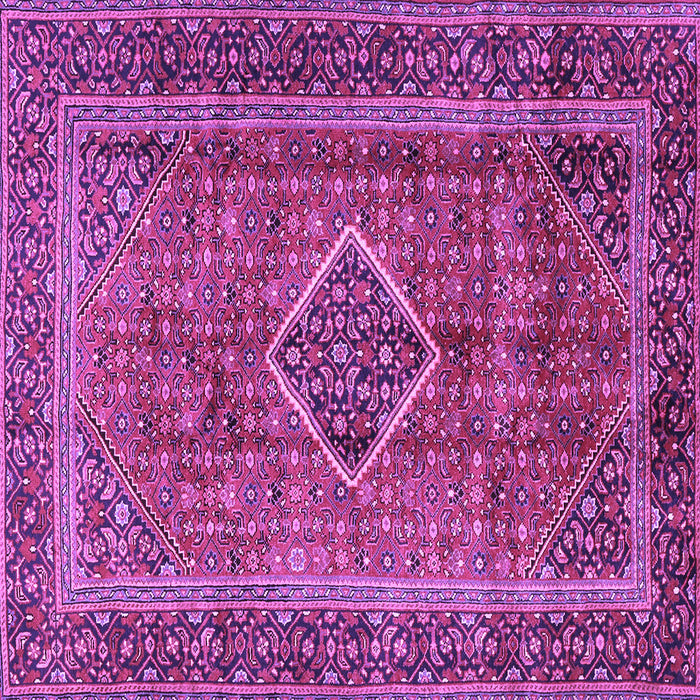 Square Machine Washable Medallion Purple Traditional Area Rugs, wshtr2881pur