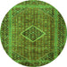 Machine Washable Medallion Green Traditional Area Rugs, wshtr2881grn