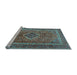 Sideview of Machine Washable Medallion Light Blue Traditional Rug, wshtr2881lblu