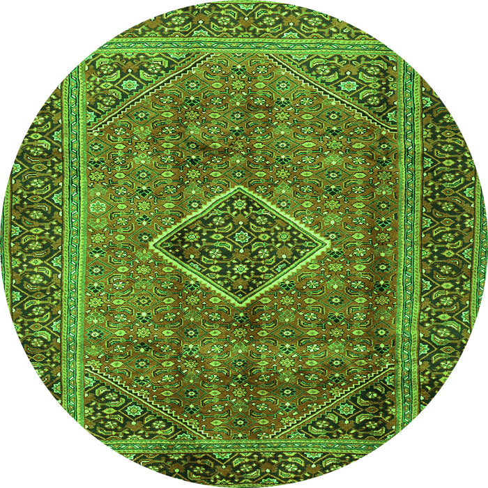 Square Medallion Green Traditional Rug, tr2881grn