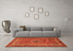 Machine Washable Medallion Orange Traditional Area Rugs in a Living Room, wshtr2881org