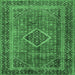 Square Medallion Emerald Green Traditional Rug, tr2881emgrn