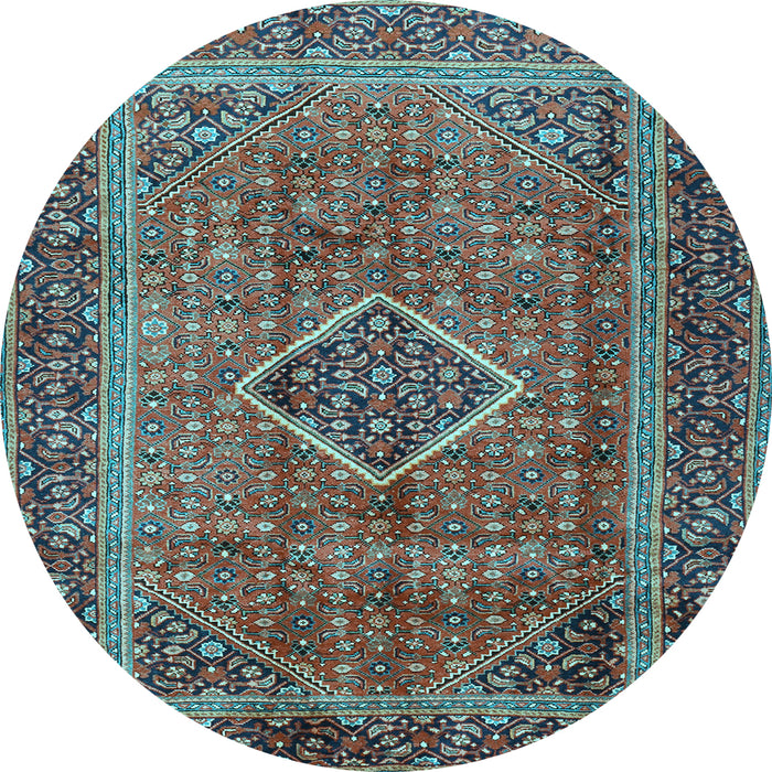 Round Medallion Light Blue Traditional Rug, tr2881lblu