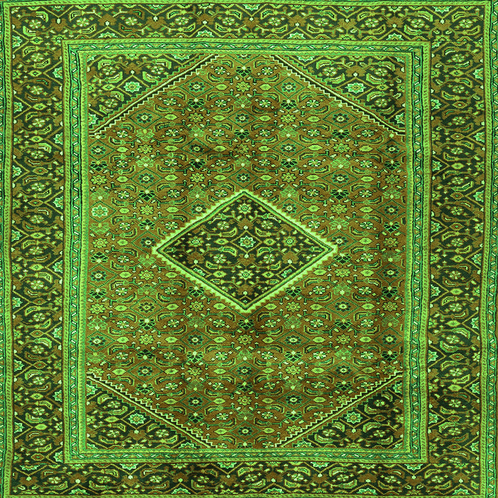 Round Machine Washable Medallion Green Traditional Area Rugs, wshtr2881grn