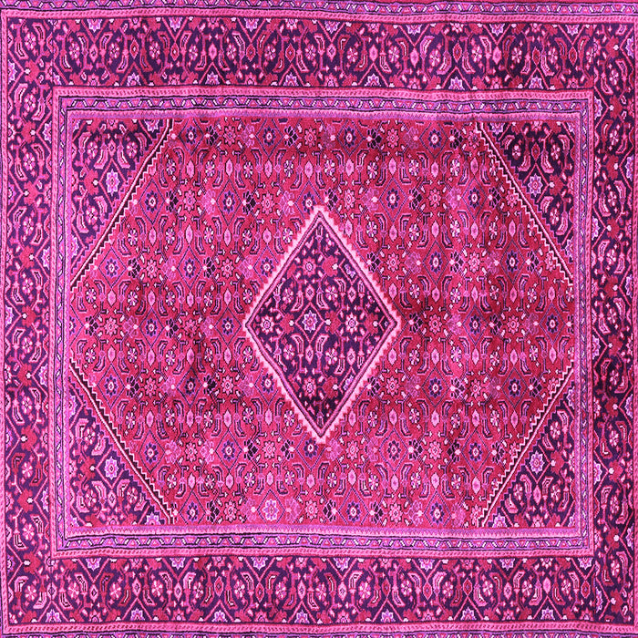 Square Machine Washable Medallion Pink Traditional Rug, wshtr2881pnk