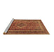 Sideview of Machine Washable Medallion Brown Traditional Rug, wshtr2881brn