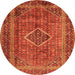 Machine Washable Medallion Orange Traditional Area Rugs, wshtr2881org