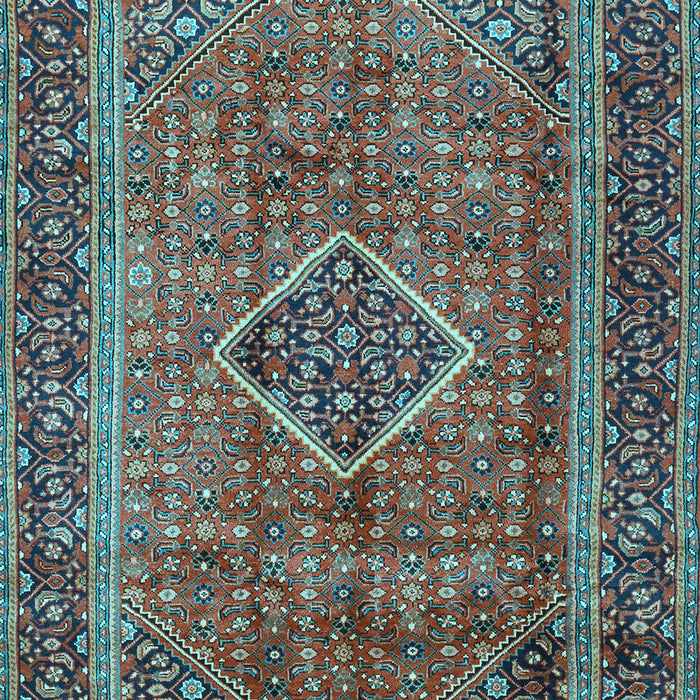 Machine Washable Medallion Light Blue Traditional Rug, wshtr2881lblu