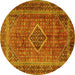 Round Medallion Yellow Traditional Rug, tr2881yw