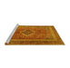 Sideview of Machine Washable Medallion Yellow Traditional Rug, wshtr2881yw