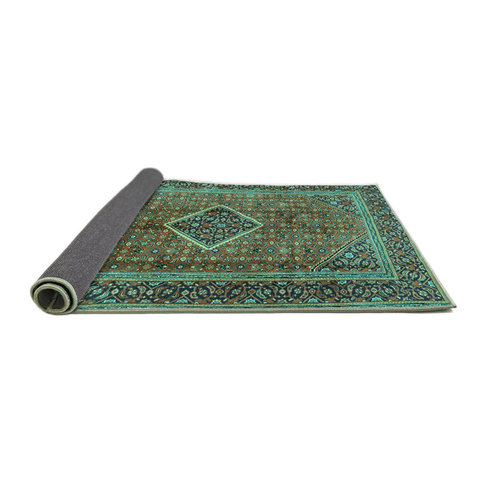 Sideview of Medallion Turquoise Traditional Rug, tr2881turq