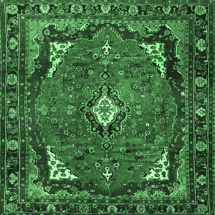 Square Machine Washable Persian Emerald Green Traditional Area Rugs, wshtr2882emgrn