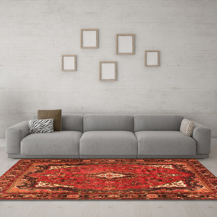 Machine Washable Persian Orange Traditional Area Rugs in a Living Room, wshtr2882org