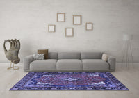 Machine Washable Persian Blue Traditional Rug, wshtr2882blu