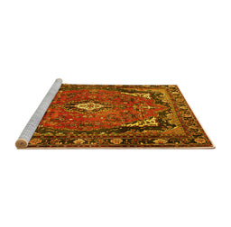 Sideview of Machine Washable Persian Yellow Traditional Rug, wshtr2882yw
