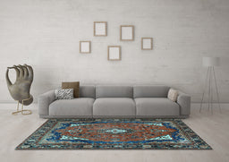 Machine Washable Persian Light Blue Traditional Rug in a Living Room, wshtr2882lblu