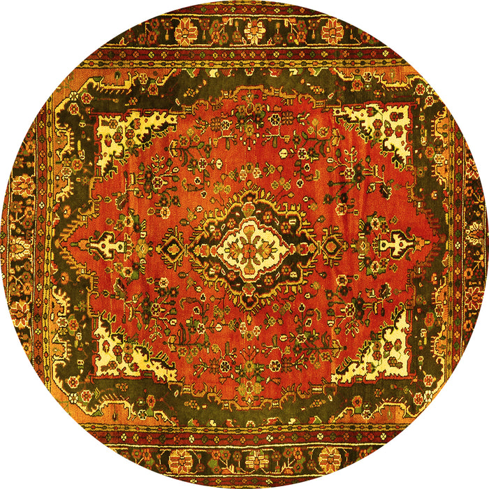 Round Persian Yellow Traditional Rug, tr2882yw