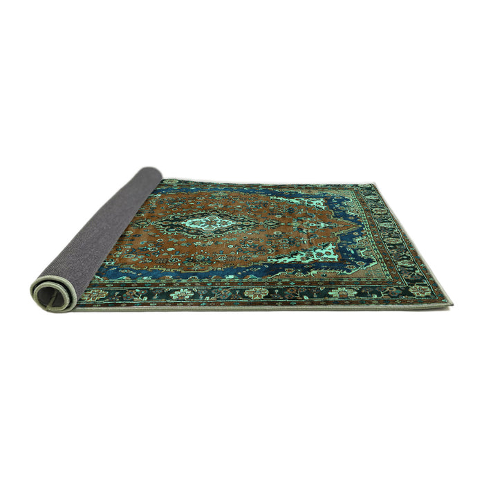 Sideview of Persian Turquoise Traditional Rug, tr2882turq
