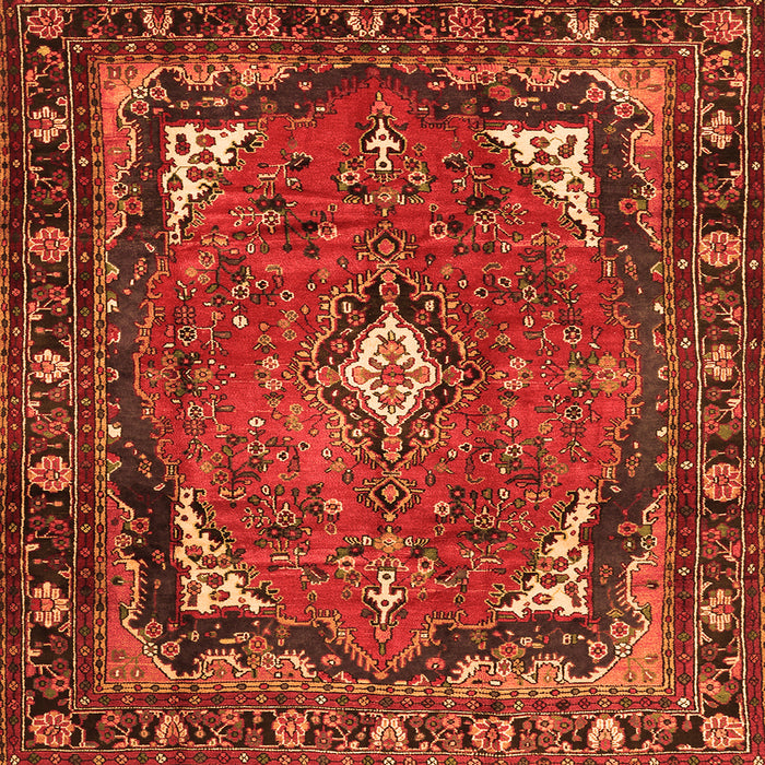 Round Machine Washable Persian Orange Traditional Area Rugs, wshtr2882org