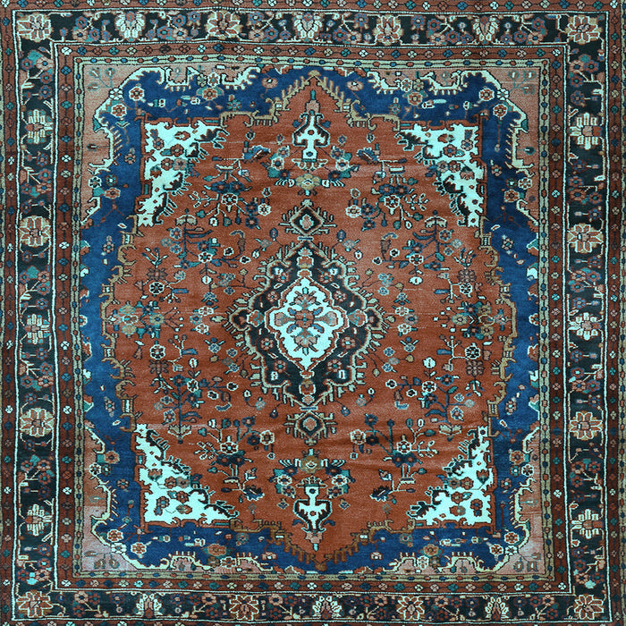 Square Machine Washable Persian Light Blue Traditional Rug, wshtr2882lblu
