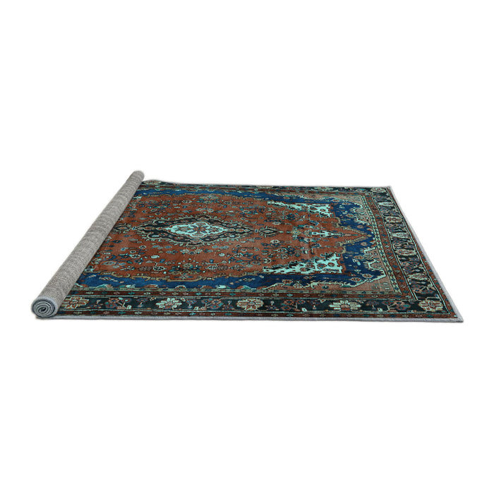 Sideview of Machine Washable Persian Light Blue Traditional Rug, wshtr2882lblu