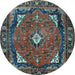 Round Machine Washable Persian Light Blue Traditional Rug, wshtr2882lblu