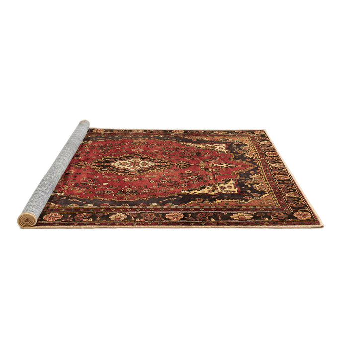 Sideview of Machine Washable Persian Brown Traditional Rug, wshtr2882brn