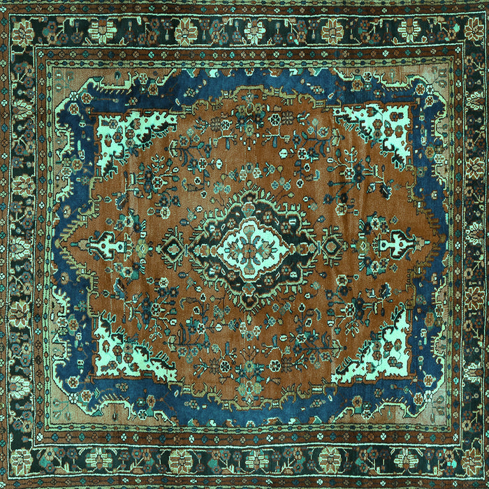 Square Persian Turquoise Traditional Rug, tr2882turq