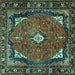 Square Persian Turquoise Traditional Rug, tr2882turq