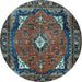 Round Persian Light Blue Traditional Rug, tr2882lblu