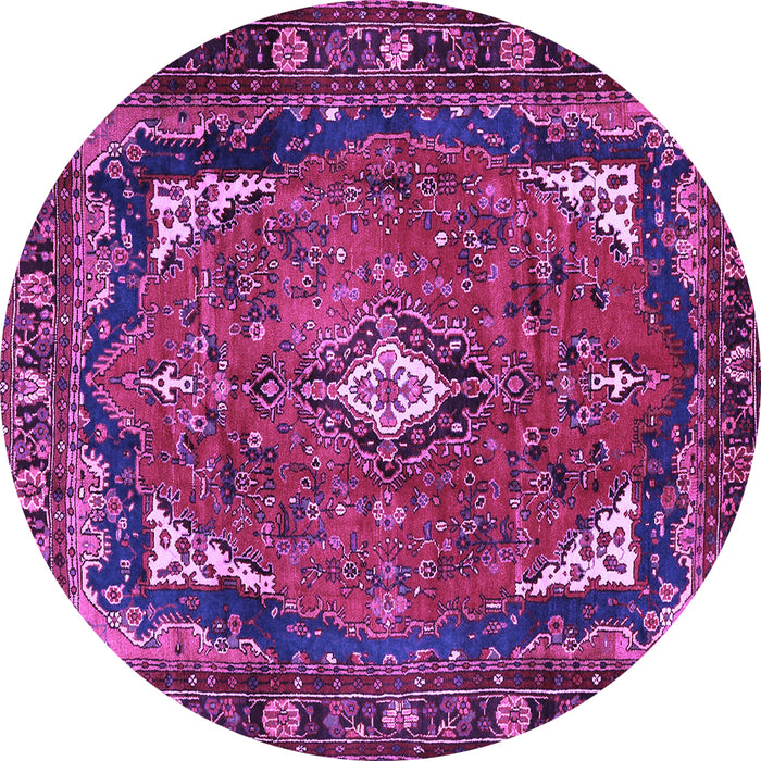 Round Persian Purple Traditional Rug, tr2882pur