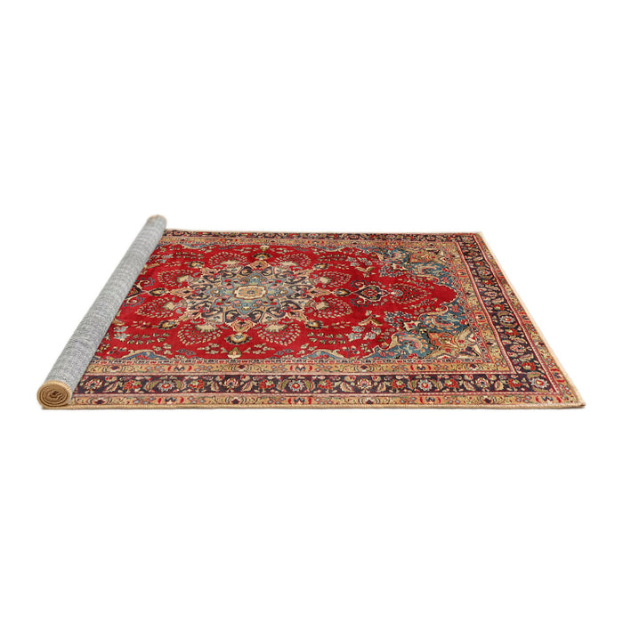 Sideview of Machine Washable Traditional Sand Brown Rug, wshtr2883