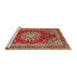 Sideview of Machine Washable Traditional Sand Brown Rug, wshtr2883