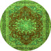 Square Medallion Green Traditional Rug, tr2883grn