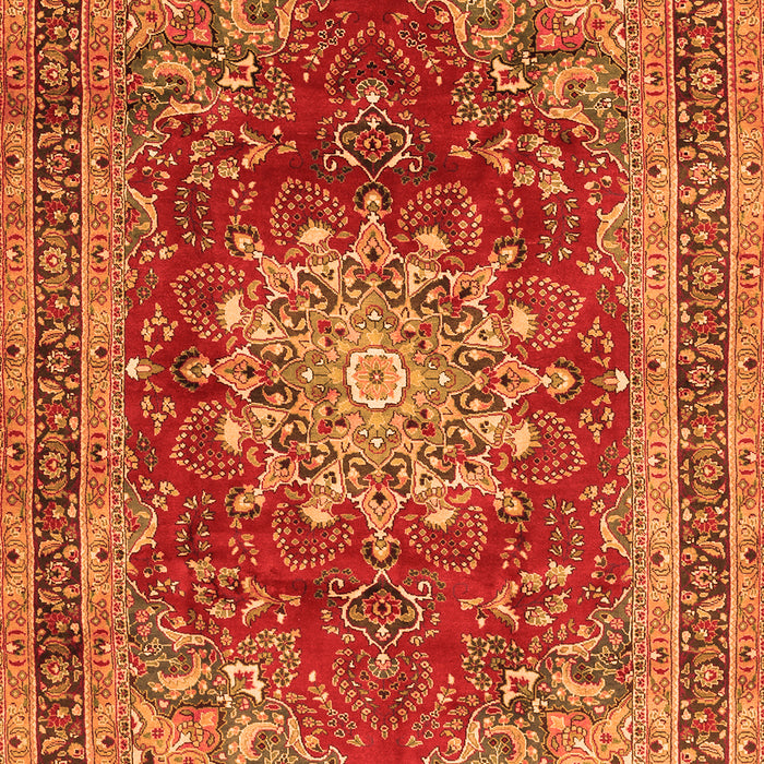 Serging Thickness of Machine Washable Medallion Orange Traditional Area Rugs, wshtr2883org