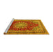 Sideview of Machine Washable Medallion Yellow Traditional Rug, wshtr2883yw