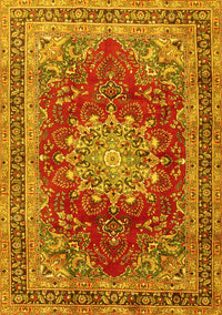 Medallion Yellow Traditional Rug, tr2883yw