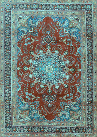 Medallion Light Blue Traditional Rug, tr2883lblu