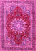 Machine Washable Medallion Pink Traditional Rug, wshtr2883pnk