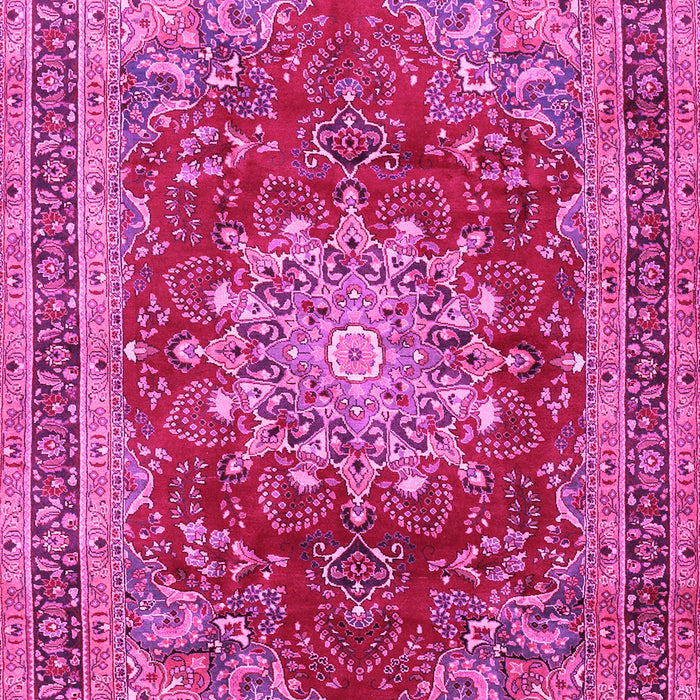 Machine Washable Medallion Pink Traditional Rug, wshtr2883pnk